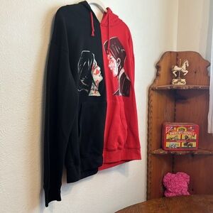 MY CHEMICAL ROMANCE BLACK AND RED SPLIT HOODIE THREE CHEERS FOR SWEET REVENGE